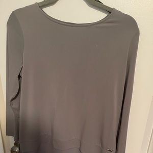 Gray long sleeve shirt tunic look